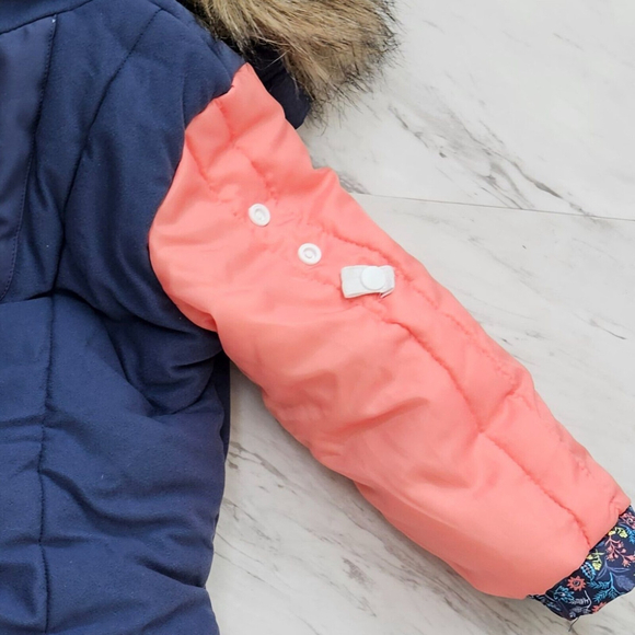 Roxy Toddler Snowsuit Paradise Jumpsuit Grow Technology Fur Collar Blue Pink 2T - Picture 10 of 16